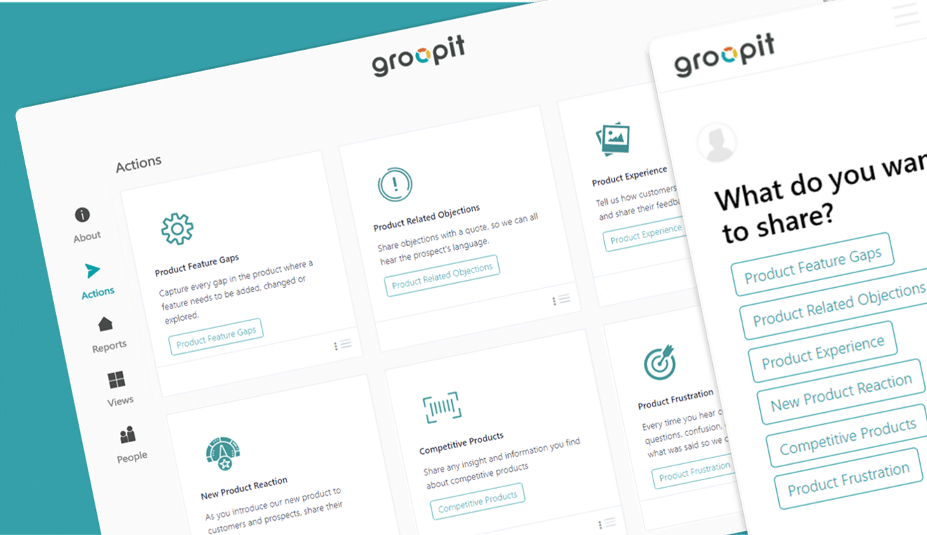 Groopit product feedback solution user interface